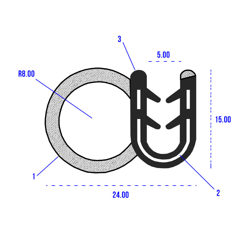 Professional Black EPDM Self-Grip Rubber Side Seal For 1.6mm to 3mm Panels