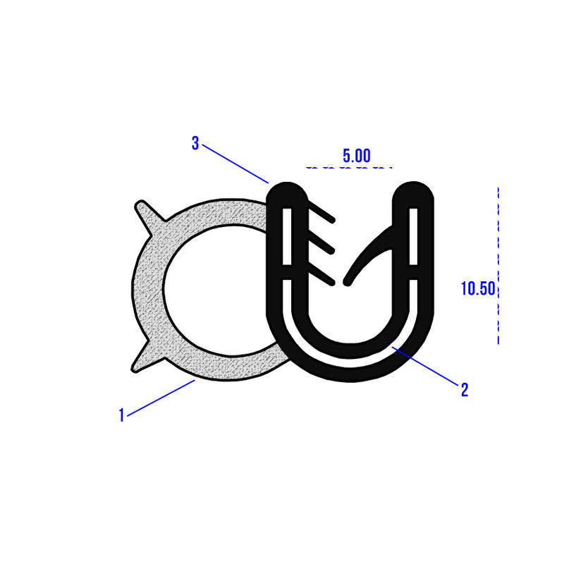 Versatile Self-Grip Rubber Side Seal EPDM With Metal Insert For 1.6mm to 3mm Panels