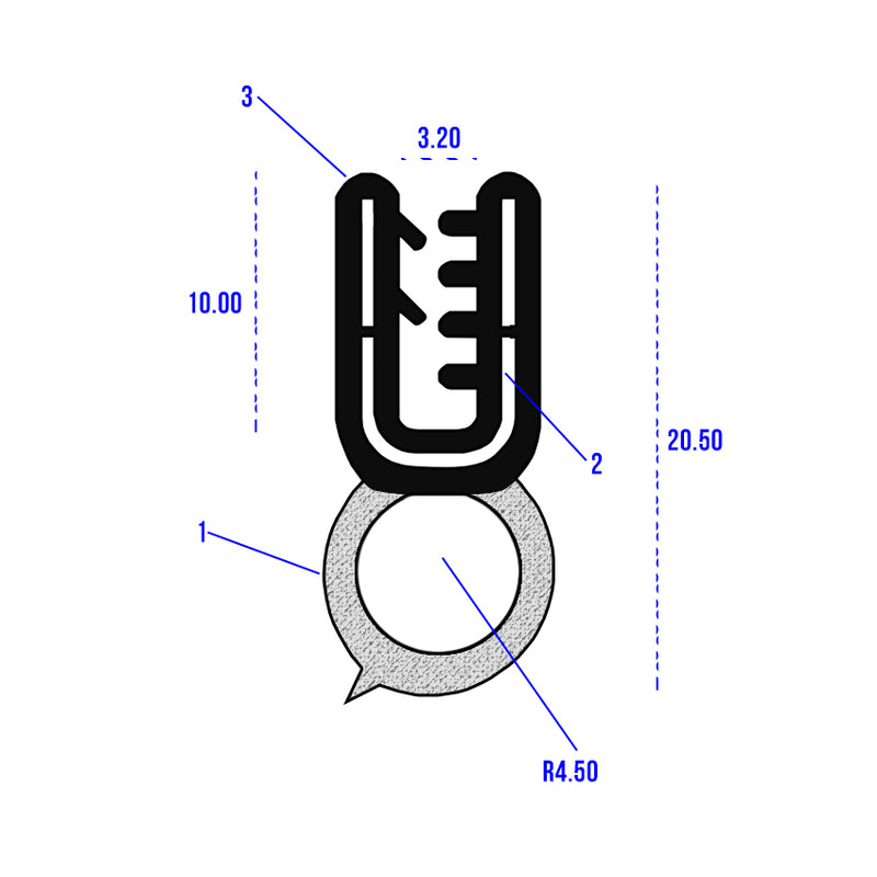 Self-Gripping Rubber Seal Perfect For 1mm To 2mm Panels Sold by the Meter