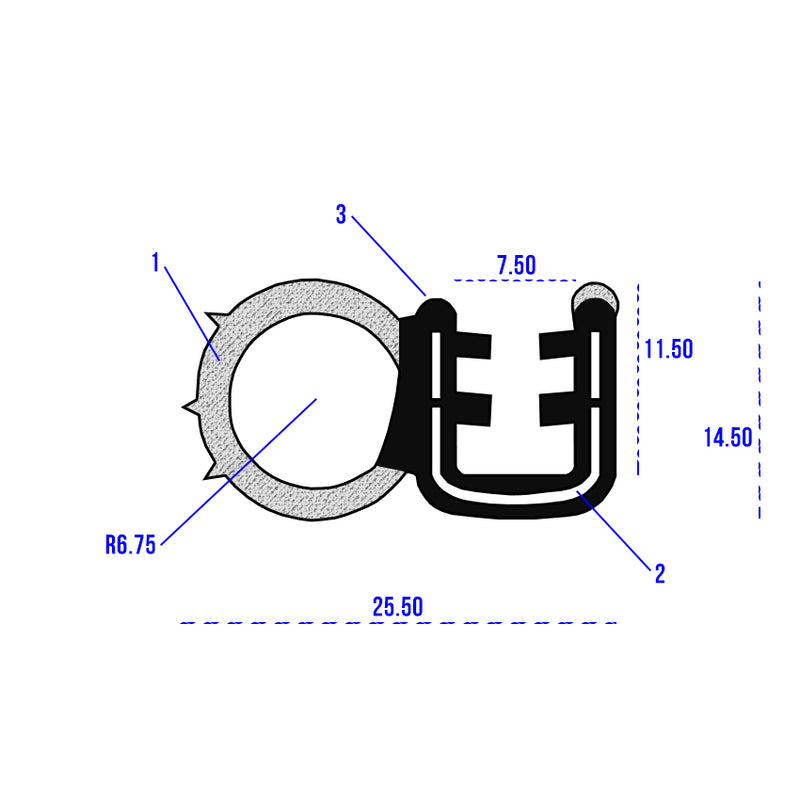 Flexible Rubber Side Seal Securely Seal Panels 1.6mm to 3mm Thick