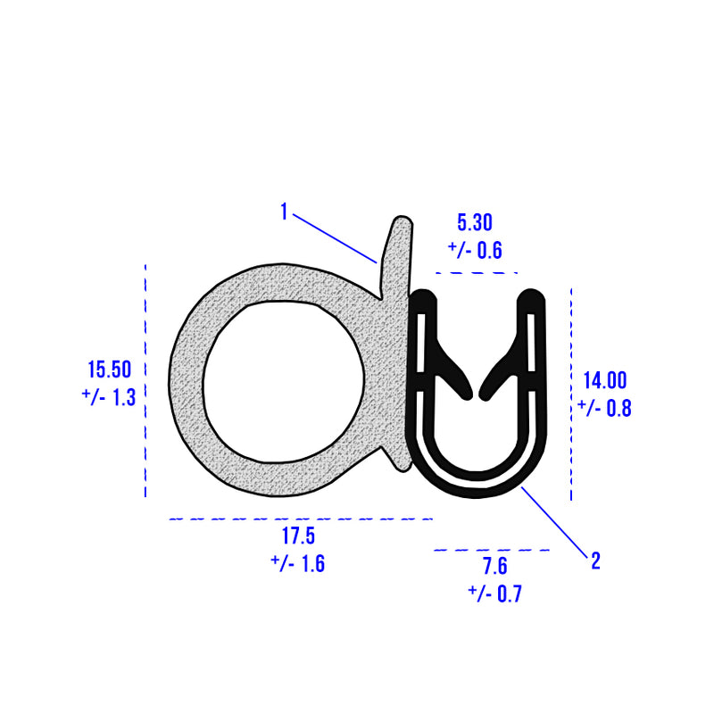 Self-Gripping Rubber Side Seal With Metal Insert & Sponge Rubber