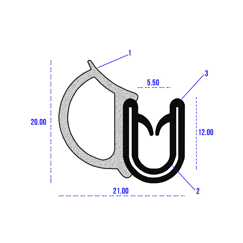 Universal Self-Gripping Rubber Side Seal Flexible Trim For 1.6mm to 3mm Panels