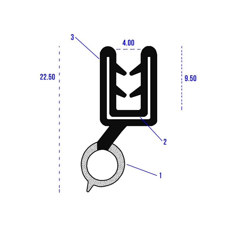 Flexible Self-Grip Rubber Edge Trim With Top Seal For 1.6mm to 3mm Panels