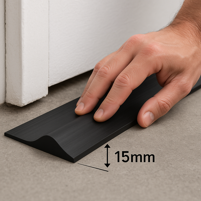 Premium 15mm Garage Door Floor Seal Kit Heavy-Duty Black Rubber Threshold with Adhesive & Gun