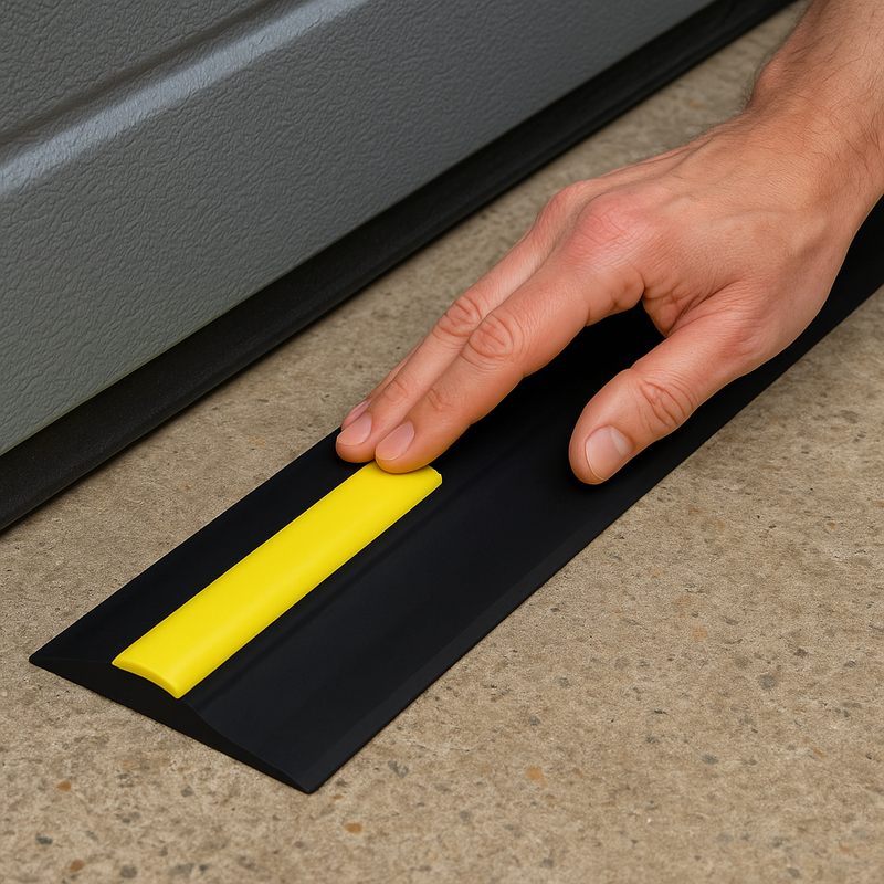 Premium 15mm Rubber Garage Floor Seal Kit Black/Yellow Stripe Weather Barrier Stops Water, Dust & Pests