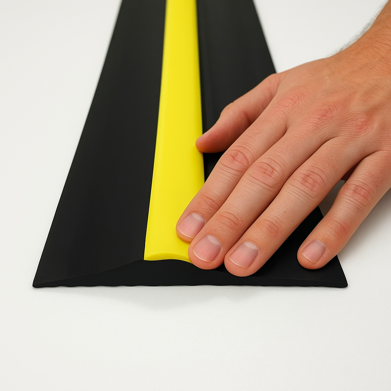 Premium 15mm Rubber Garage Floor Seal Kit Black/Yellow Stripe Weather Barrier Stops Water, Dust & Pests