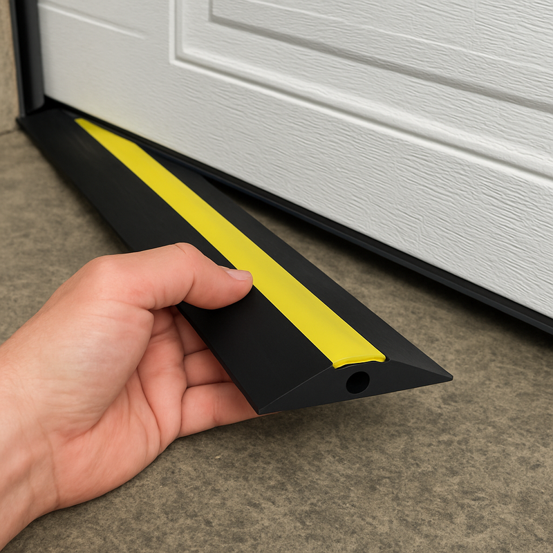 High-Performance 20mm Garage Floor Seal Stops Water Leaves & Vermin Black/Yellow Rubber Threshold