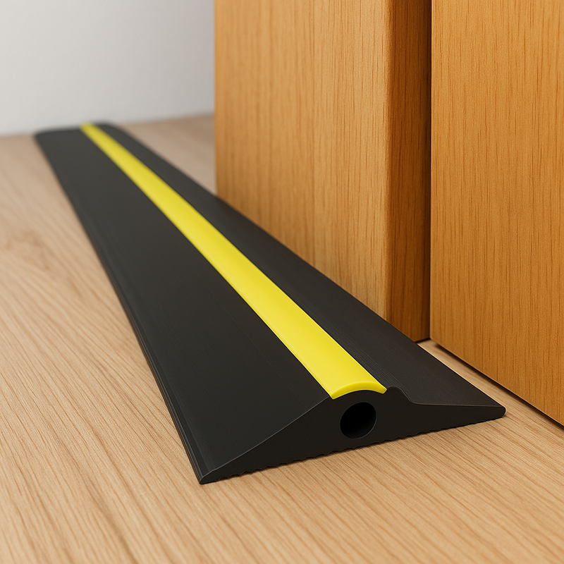 High-Performance 20mm Garage Floor Seal Stops Water Leaves & Vermin Black/Yellow Rubber Threshold