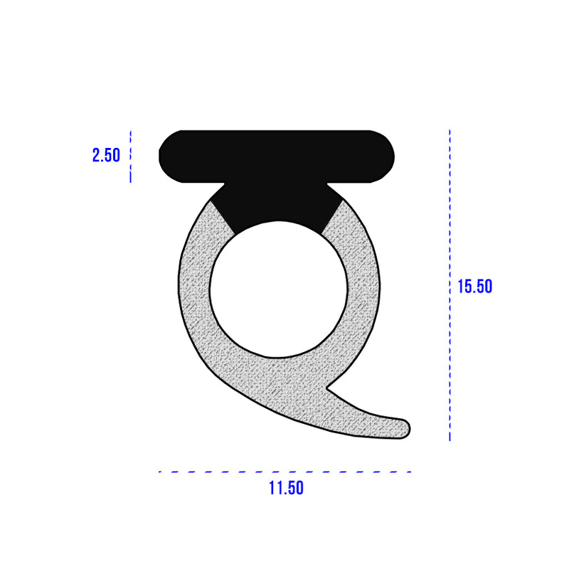 Versatile Dual Hardness EPDM Sponge Door Seal - Black