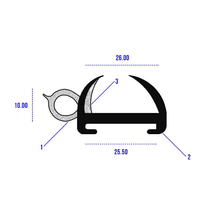 Durable EPDM Caravan Window Rubber For 26mm Panels - 20m