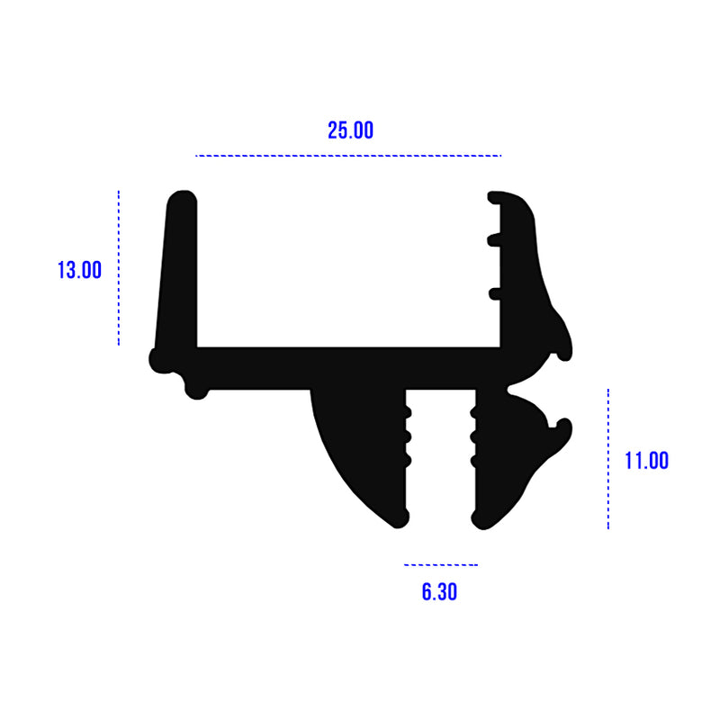 Durable EPDM Caravan Fixed Window Rubber For 25mm Panels – Black