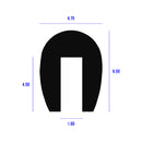 Black Neoprene Square U-Channel Trim Rounded Base Profile - Per Metre