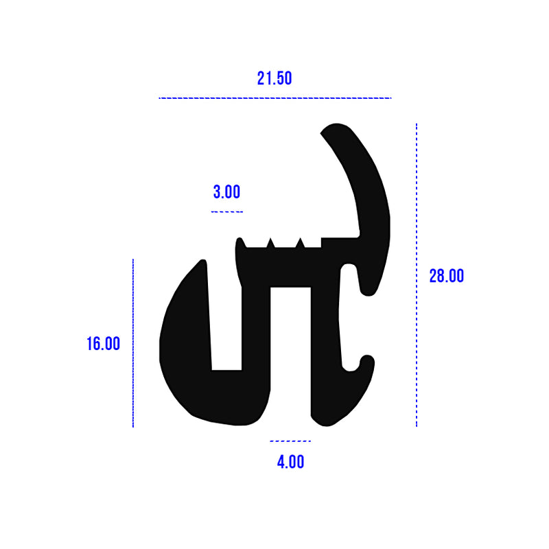 Durable Black EPDM S-Shaped Glazing Section For 4.75mmx2mm