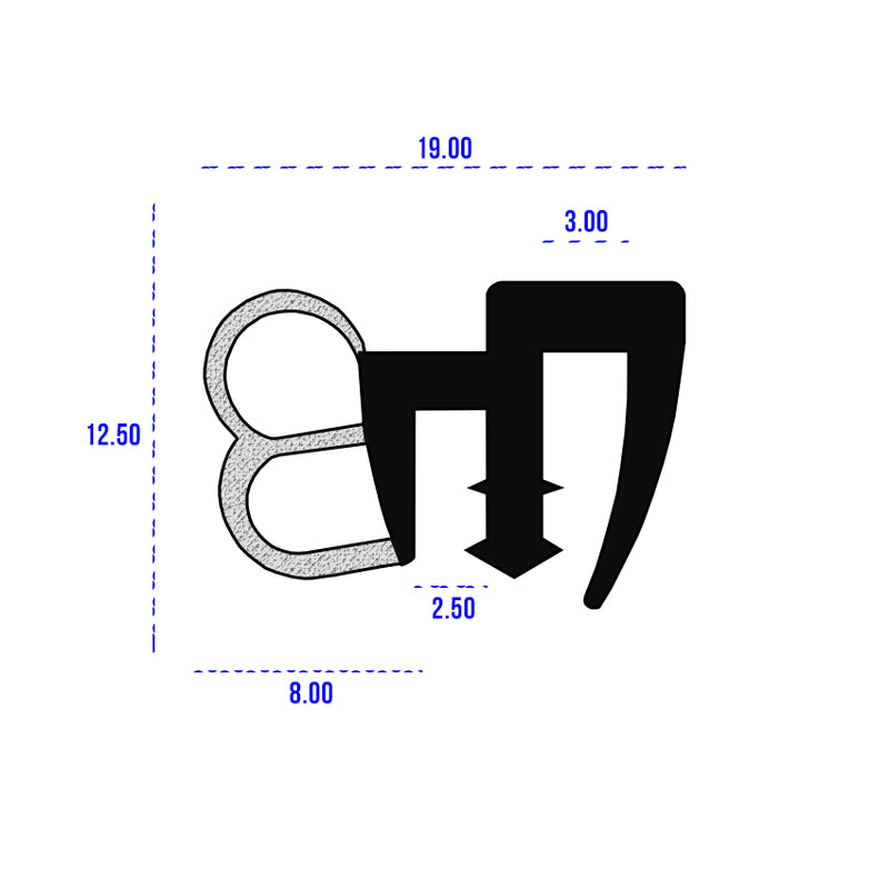 Premium Dual Hardness Caravan D/Seal EPDM/Sponge Door Seal