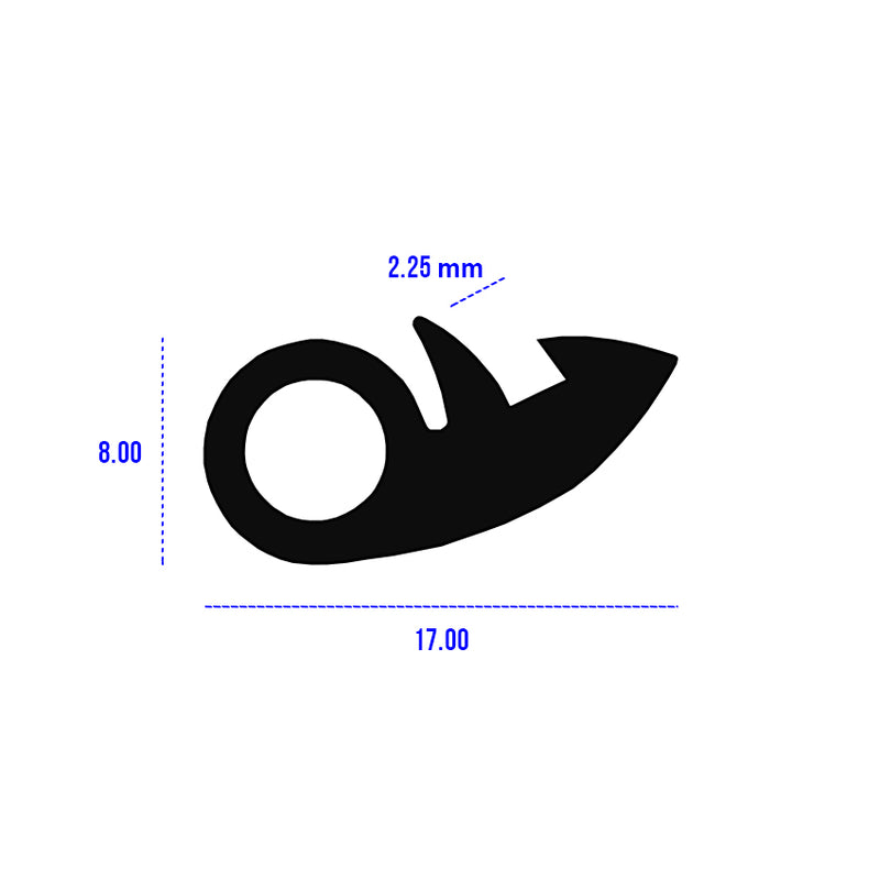 Black EPDM Door Seal For Caravan Battery Box - 17mmx7mm