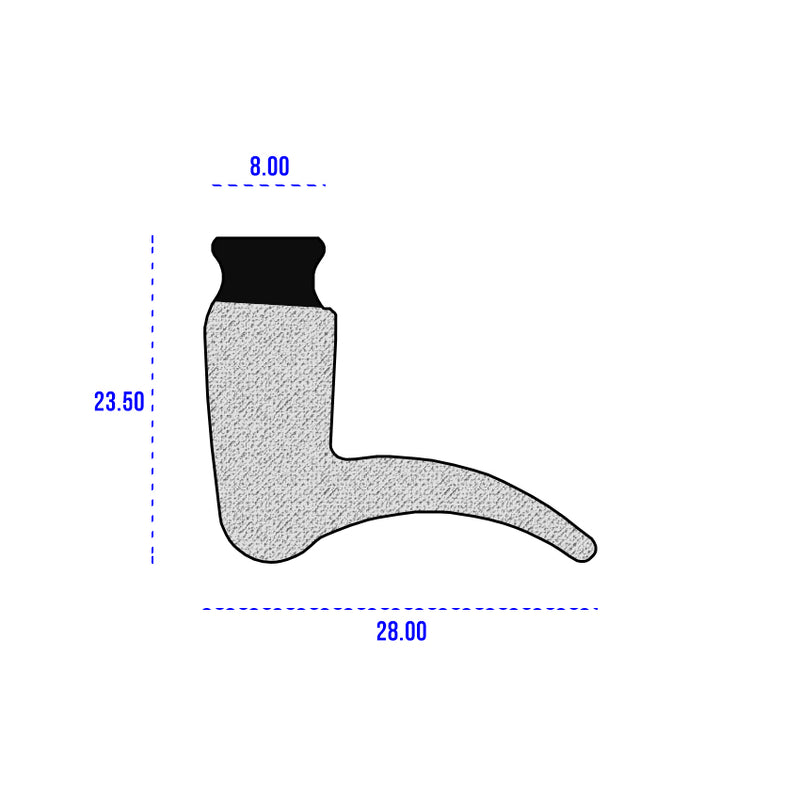 Black Spitfire Hood Seal Dual-Hardness EPDM/Sponge Rubber Angle Section