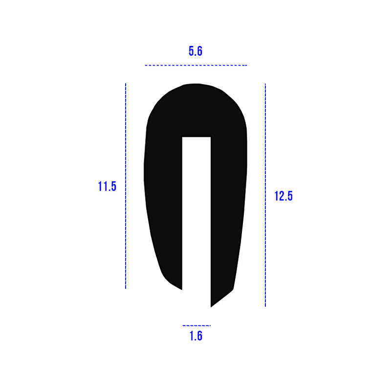 Black Neoprene U-Channel Profile With Uneven Legs - 6mmx12mm