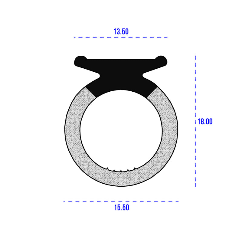 Dual Hardness EPDM Sponge Door Seal with Adhesive Backing – 14mmx15mmx18mm