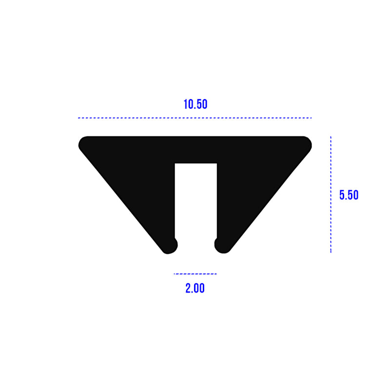 Black PVC Over Rider Section Triangular With 2mm Channel