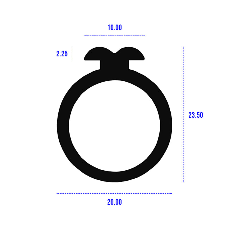 Black EPDM Door Seal Flat Base With Round Bead Profile