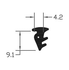 Heavy Duty Aluminium Black TPE Wedge Gasket Seal - 250m