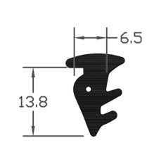 High Impact Aluminium Black TPE Wedge Gasket Seal - 100m