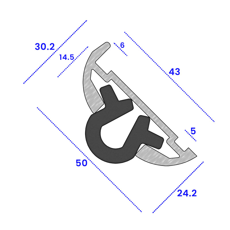 Heavy-Duty Aluminium Rub Rail for Boats and Docking – 3.65m Length