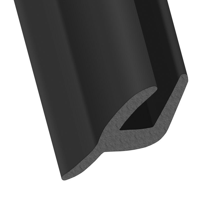 Versatile EPDM Rubber U Channel with Lip - 6.3mm Panel Gap