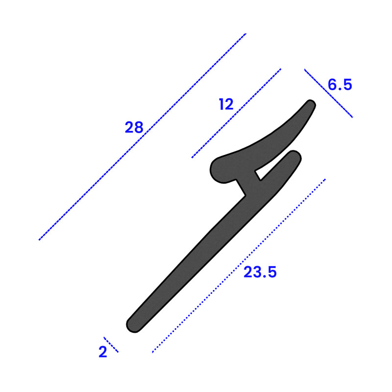 28mm x 6.5mm Jaguar E Type Rear Bumper Seal – Sold Per Metre