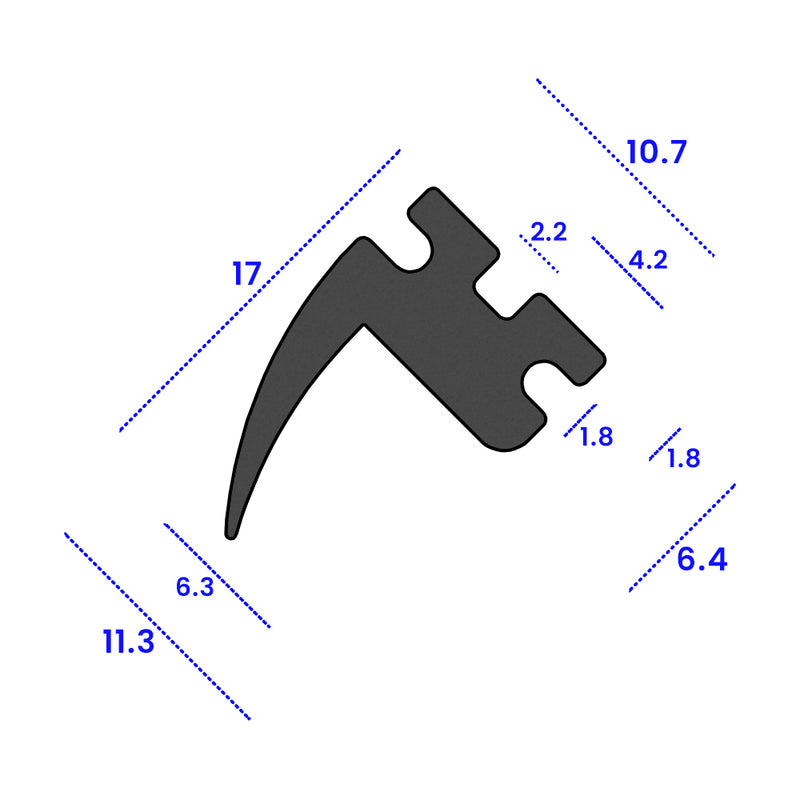 Premium EPDM Upright Seal for Front Quarterlight – 17mm x 11.3mm