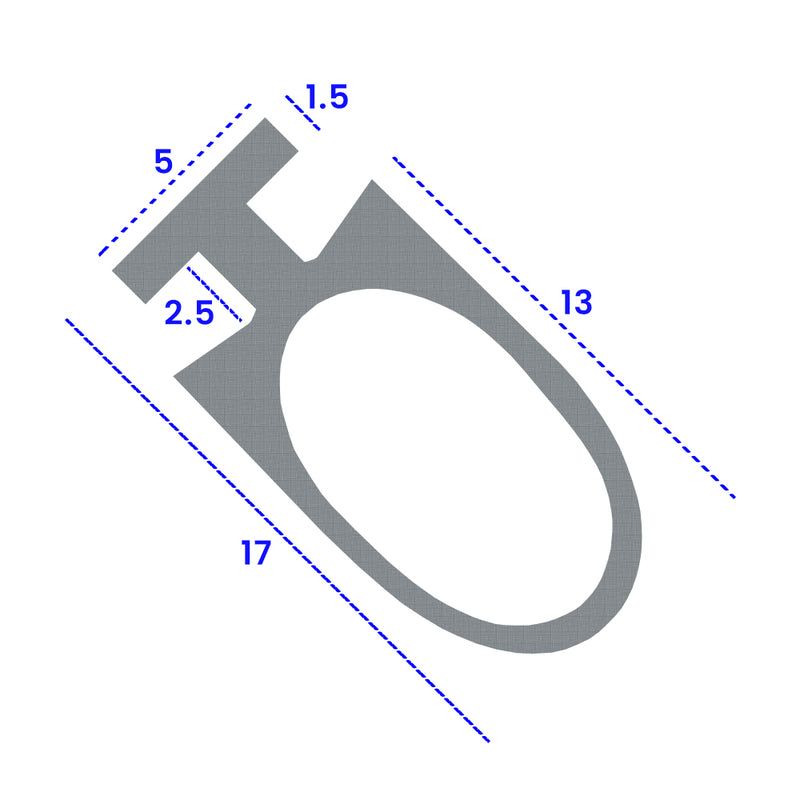 Black T-Shaped Shower Seal – Fits 5.5mm Channel, Seals Gaps 12mm-17mm