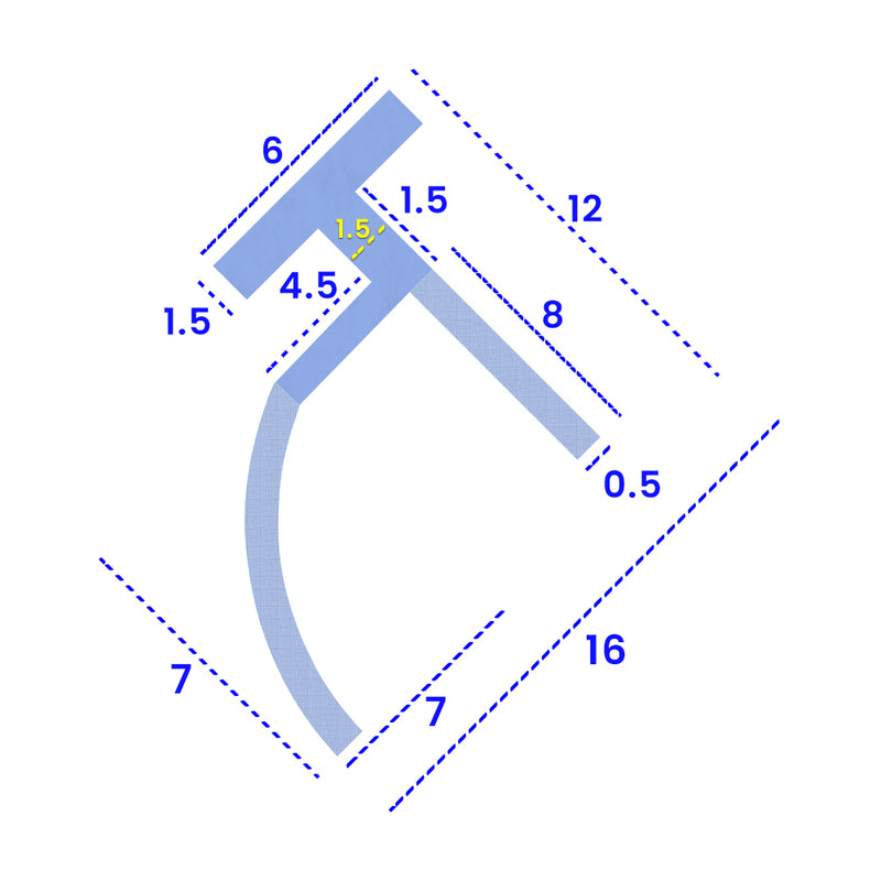 T-Shape Shower Seal For 6mm Channels Fits Both Straight and Curved Doors