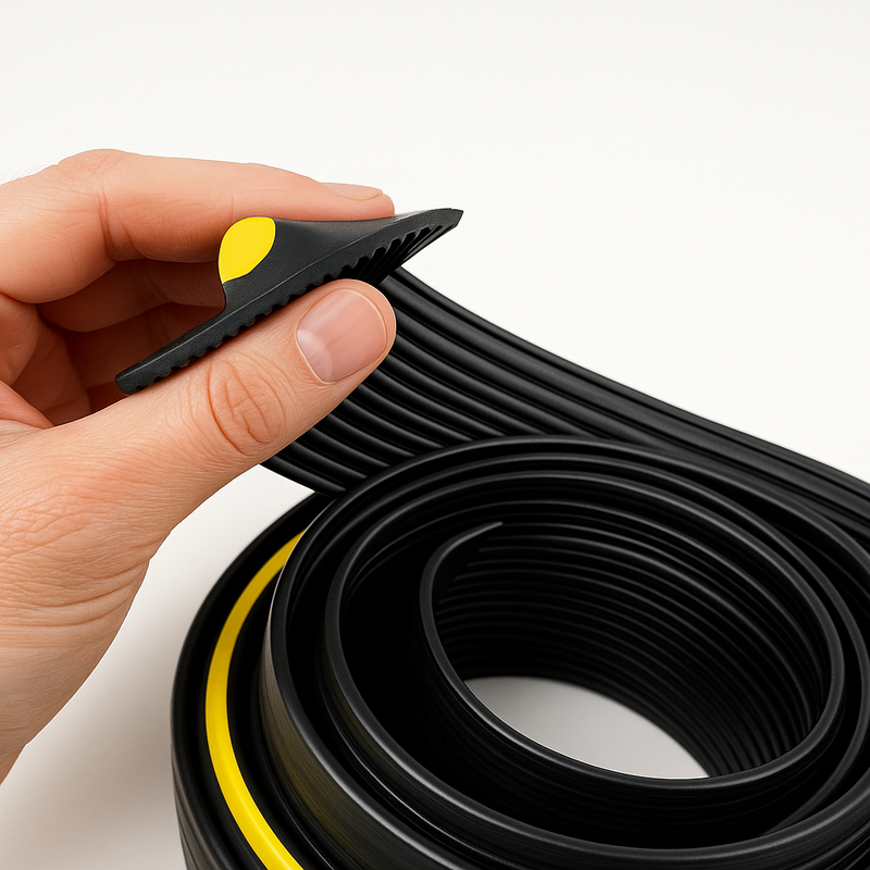 Heavy-Duty Garage Door Threshold Seal Weatherproof Rubber Strip with Hi-Vis Safety, Energy Saving