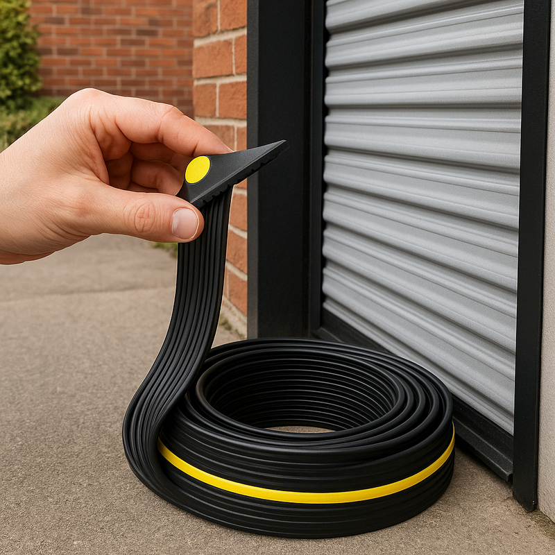 Heavy-Duty Garage Door Threshold Seal Weatherproof Rubber Strip with Hi-Vis Safety, Energy Saving