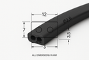 Watertight Neoprene Seal 12mm x 7mm UV & Ozone Resistant - Per Metre