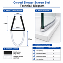 Curved Shower Screen Seal for 4-6mm Glass (850mm Length)