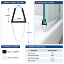 Clear Rigid PVC Shower Screen Seal for Curved Glass (850mm)