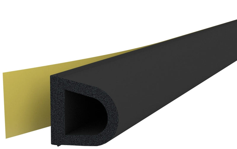 High-Quality Black Self-Adhesive EPDM Jumbo D Draught Strip - 120m