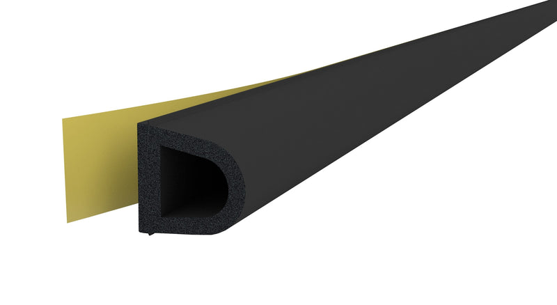 High-Quality Black Self-Adhesive EPDM Jumbo D Draught Strip - 120m