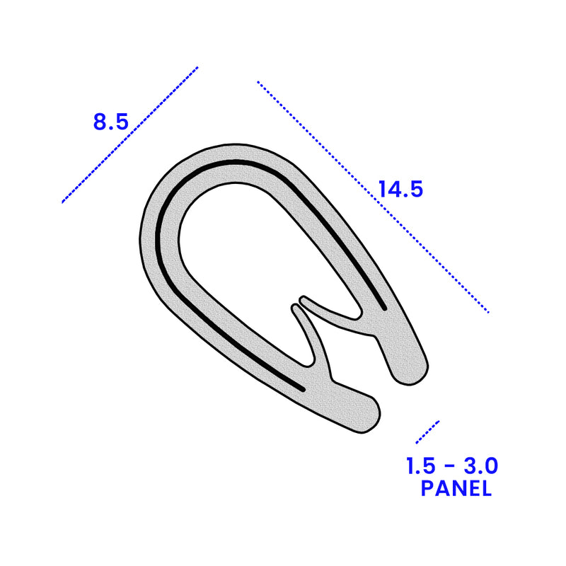 Durable White Self-Grip Rubber Edge Trim for 1.5mm to 3mm Panels