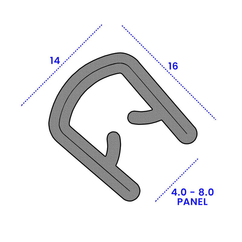 Robust Black Rubber Edge Trim – Self-Gripping for 4mm to 8mm Panel Thickness