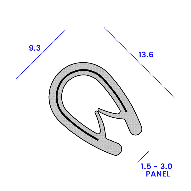 Grey Self-Grip Rubber Edge Trim – Ideal for 1.5mm to 3mm Panels