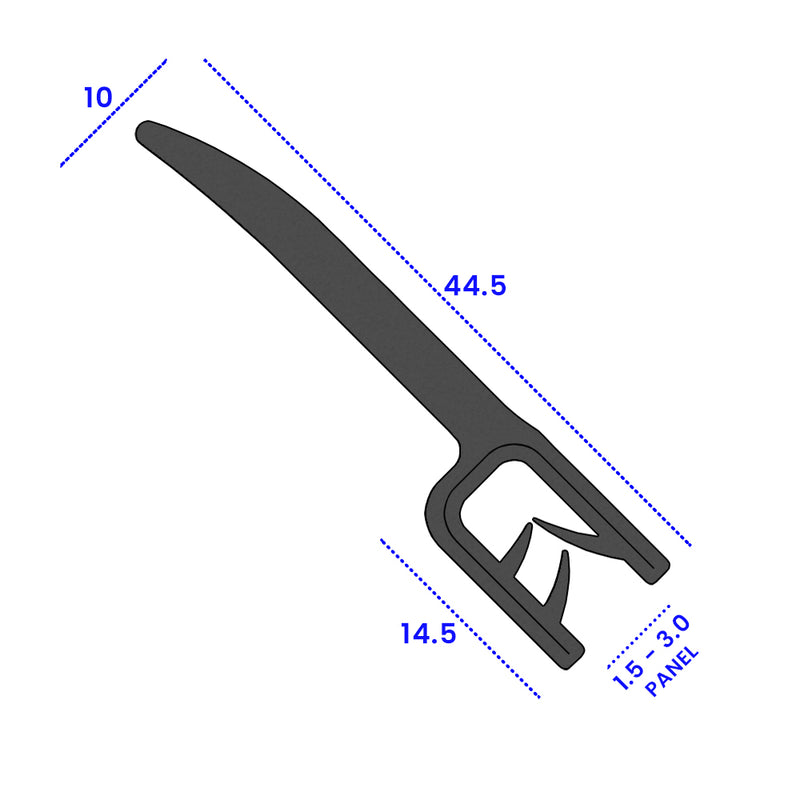 EPDM Edge Trim with 30mm Lip – Self-Gripping Seal for 1.5mm to 3mm Panels