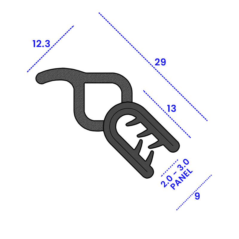 Watertight Self-Grip Rubber Seal – 12.3mm Bulb for Secure Fit