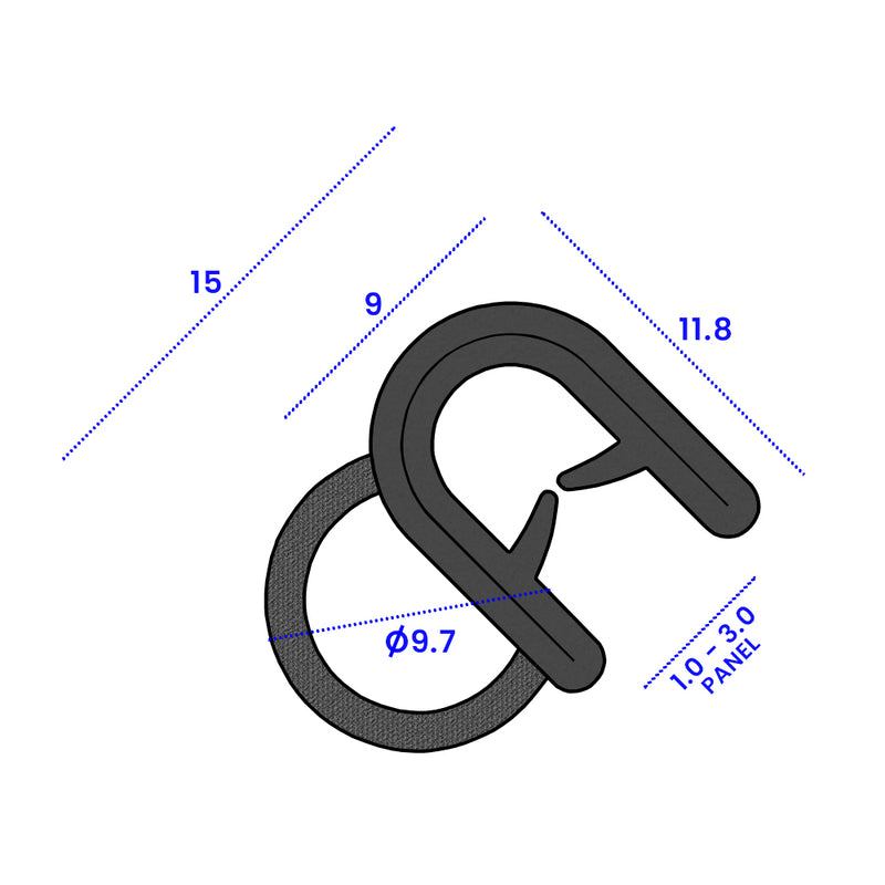 Flexible Self-Gripping Side Seal for 1mm to 3mm Panels – UV and Chemical Resistant