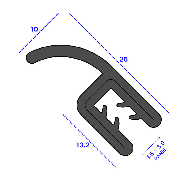 Watertight EPDM Self-Grip Lipseal for 1.5mm to 3mm Panels – 12mm Lip