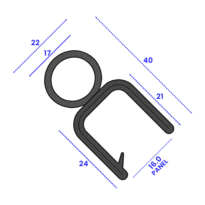 17mm Diameter Self-Grip Edge Trim Seal for 16mm Panels – Sold Per Meter