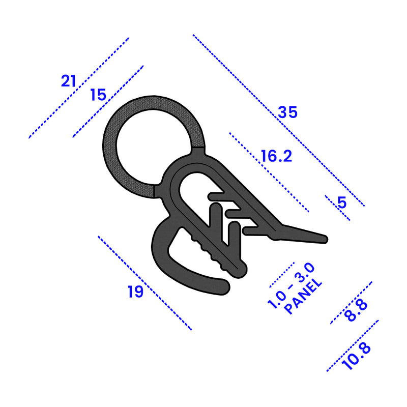 Heavy-Duty Edge Trim with Bulb Seal EPDM 15mm Diameter