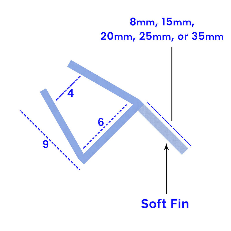 Durable PVC Shower Seal with Adjustable Fin Sizes for Gaps Up to 35mm