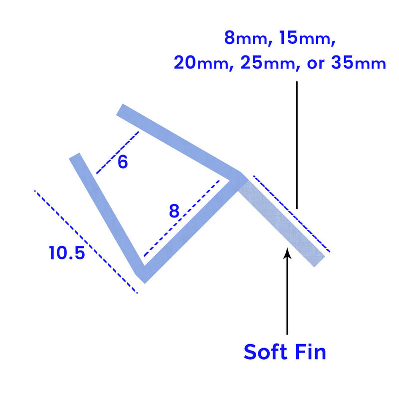 Versatile PVC Shower Seal for Gaps 3mm to 35mm Suitable for 6-8mm Thick Glass